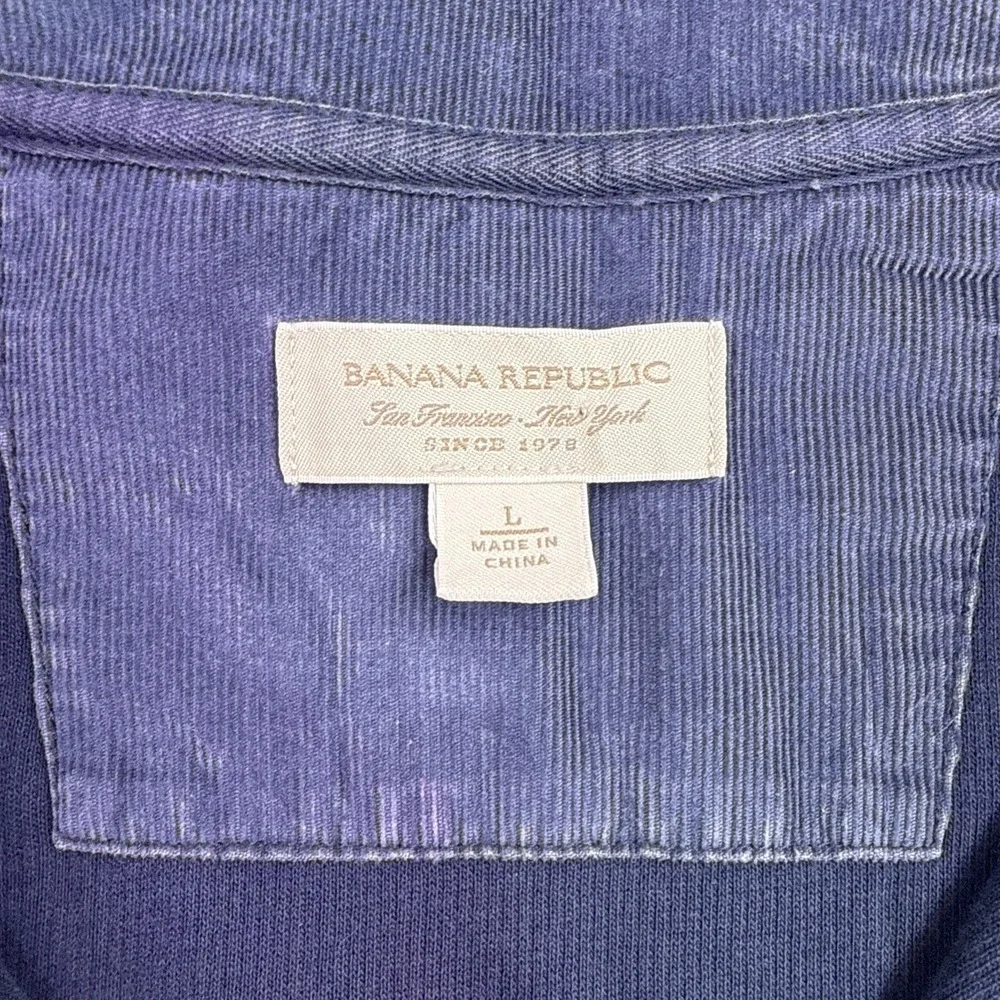 Banana Republic RIBBED Sweater MENS LARGE 1/4 Zip Navy Blue  Elbow Patches